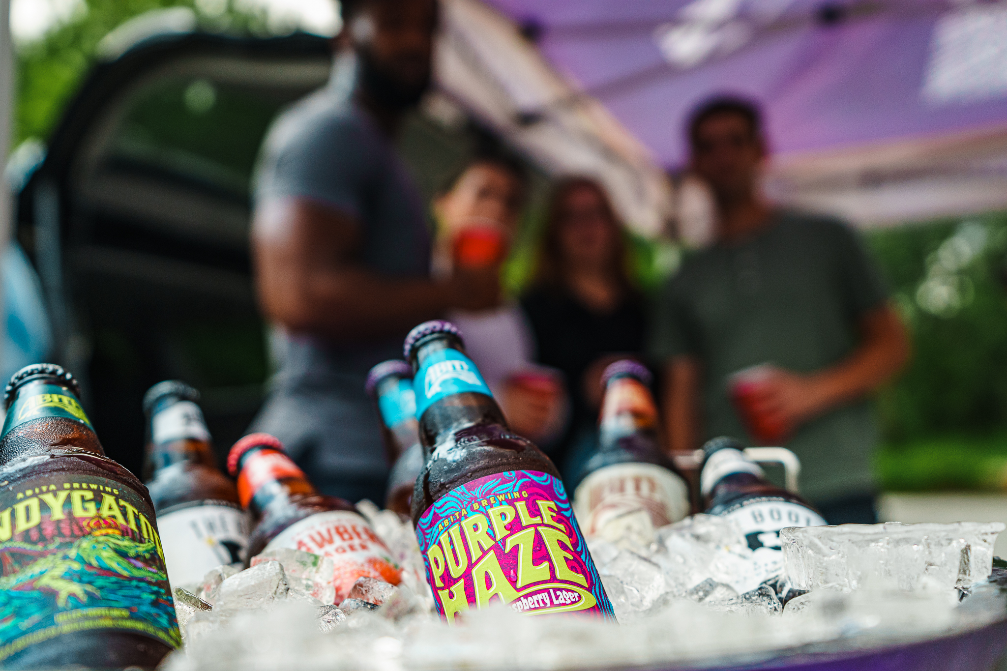 ice chest full of abita beer at a tailgate