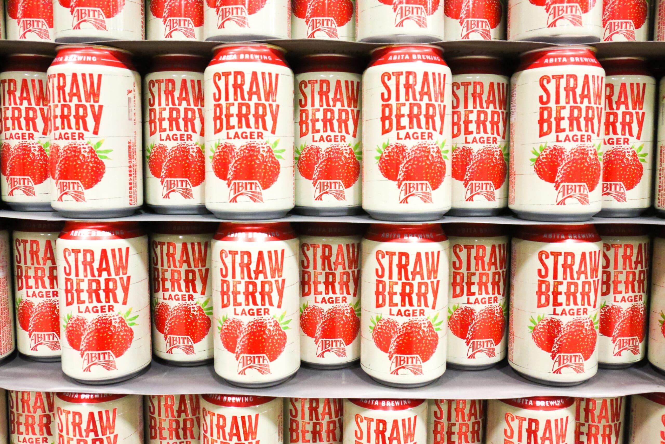 rows of strawberry cans