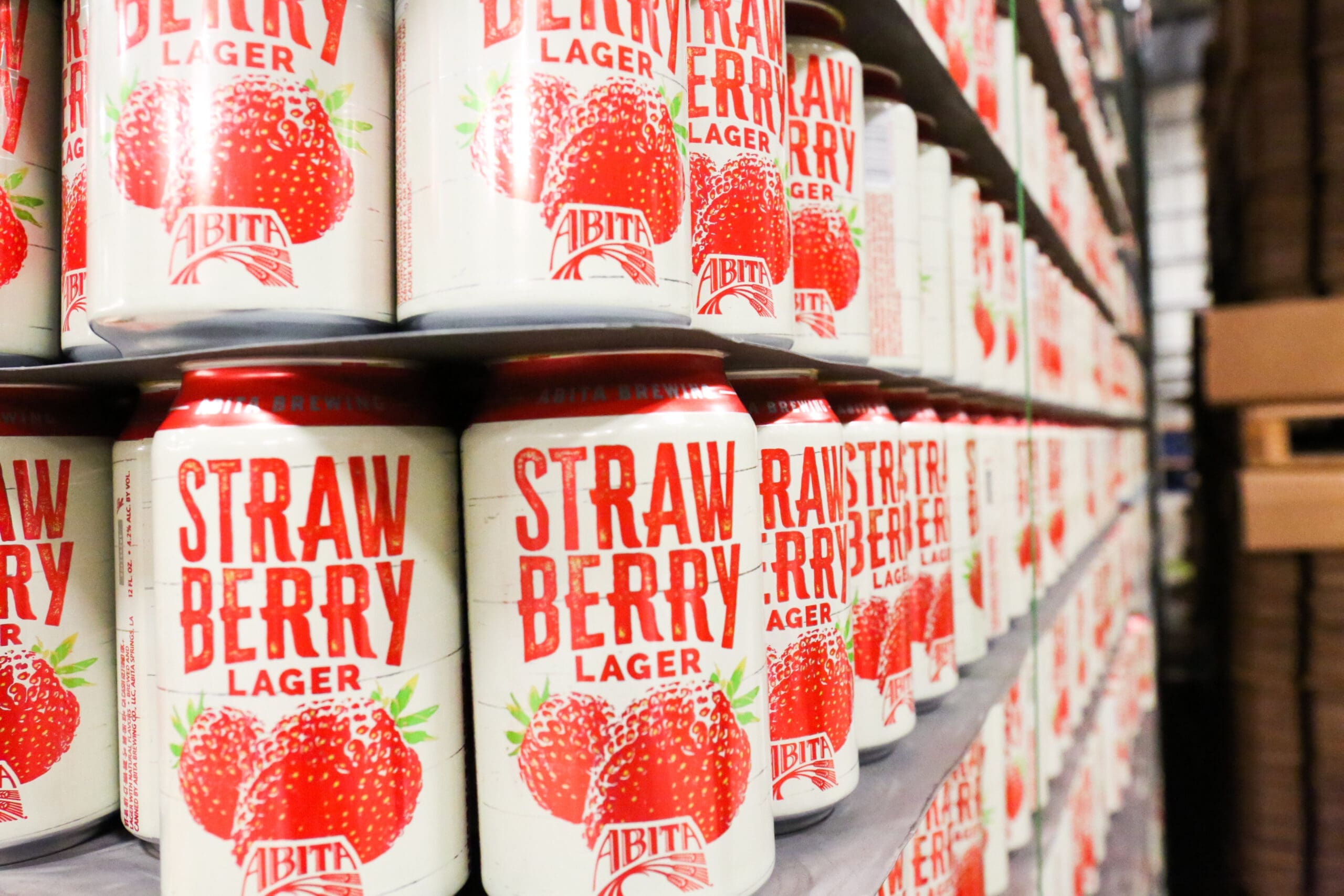 stack of abita strawberry cans