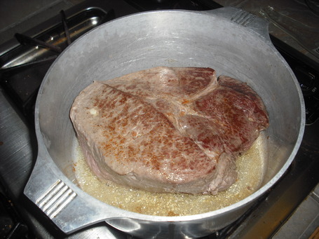 Browning roast over medium heat