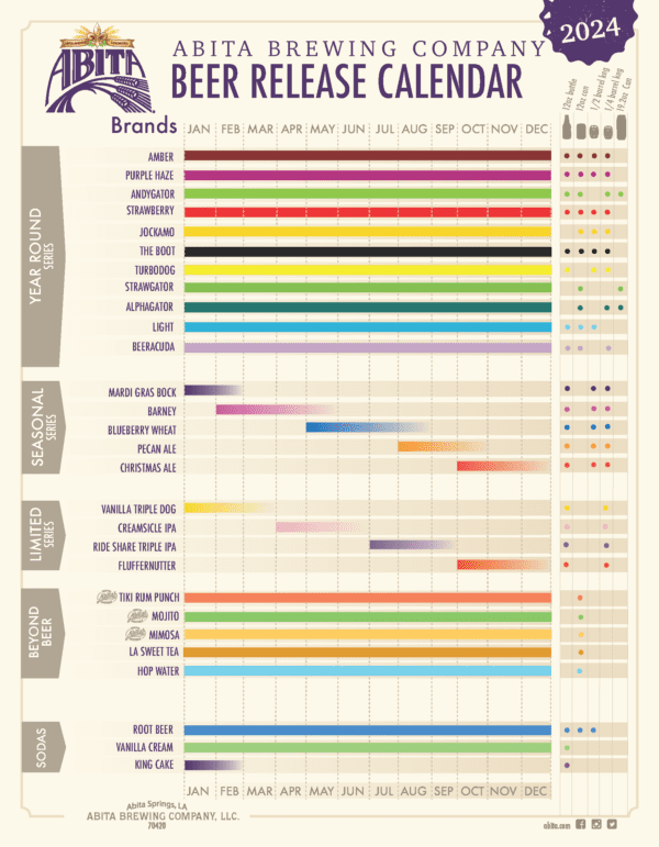 2024 Beer Release Calendar Abita Brewing Company