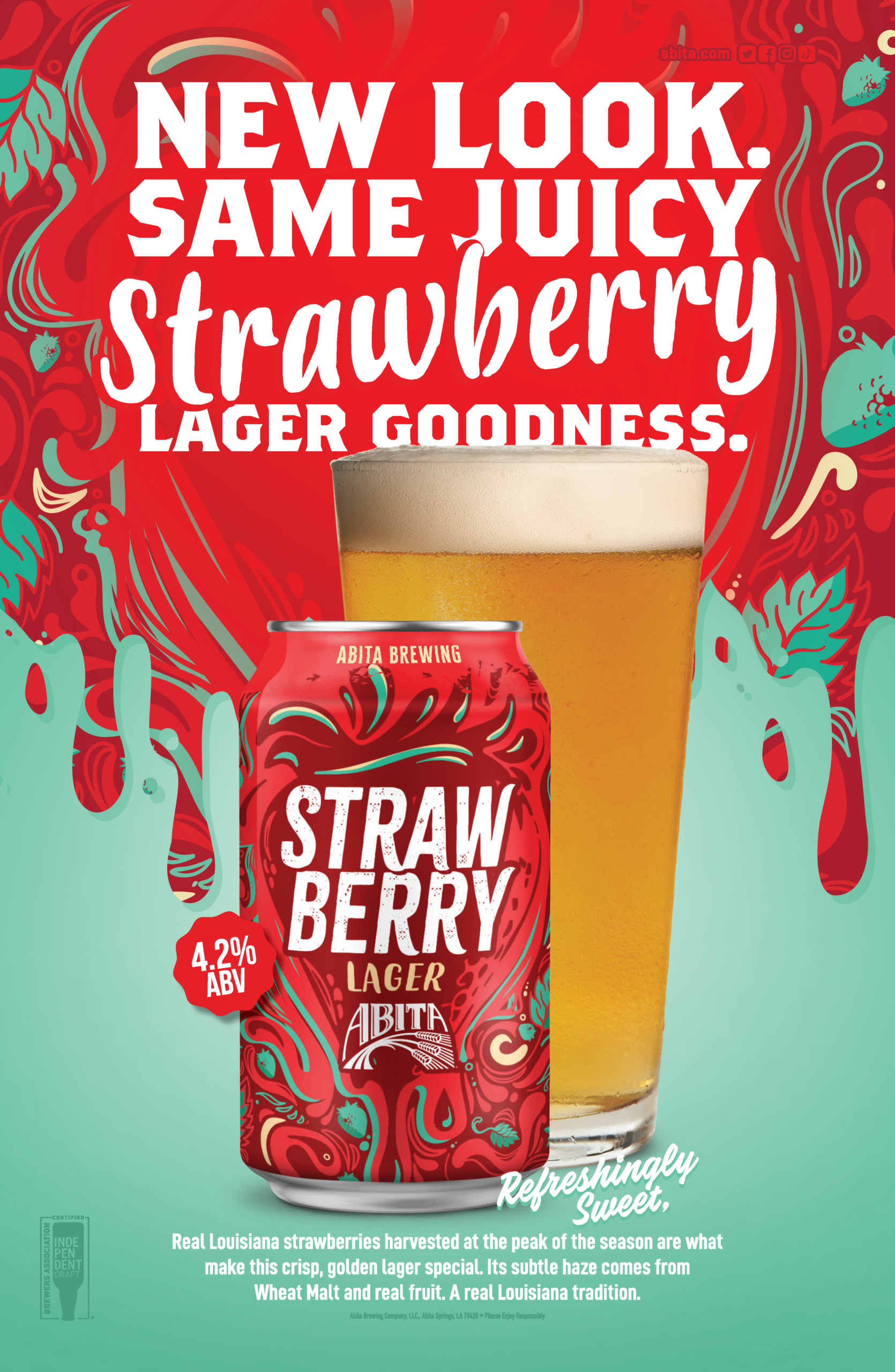clip of redesign of abita's strawberry lager