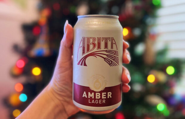 abita amber with christmas tree background