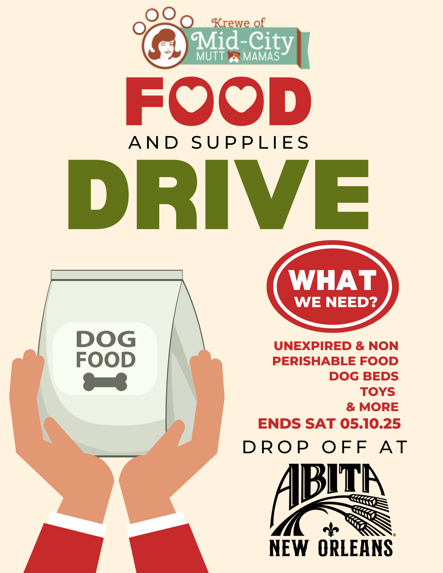 Cream Simple Illustration Food Drive Flyer (1)