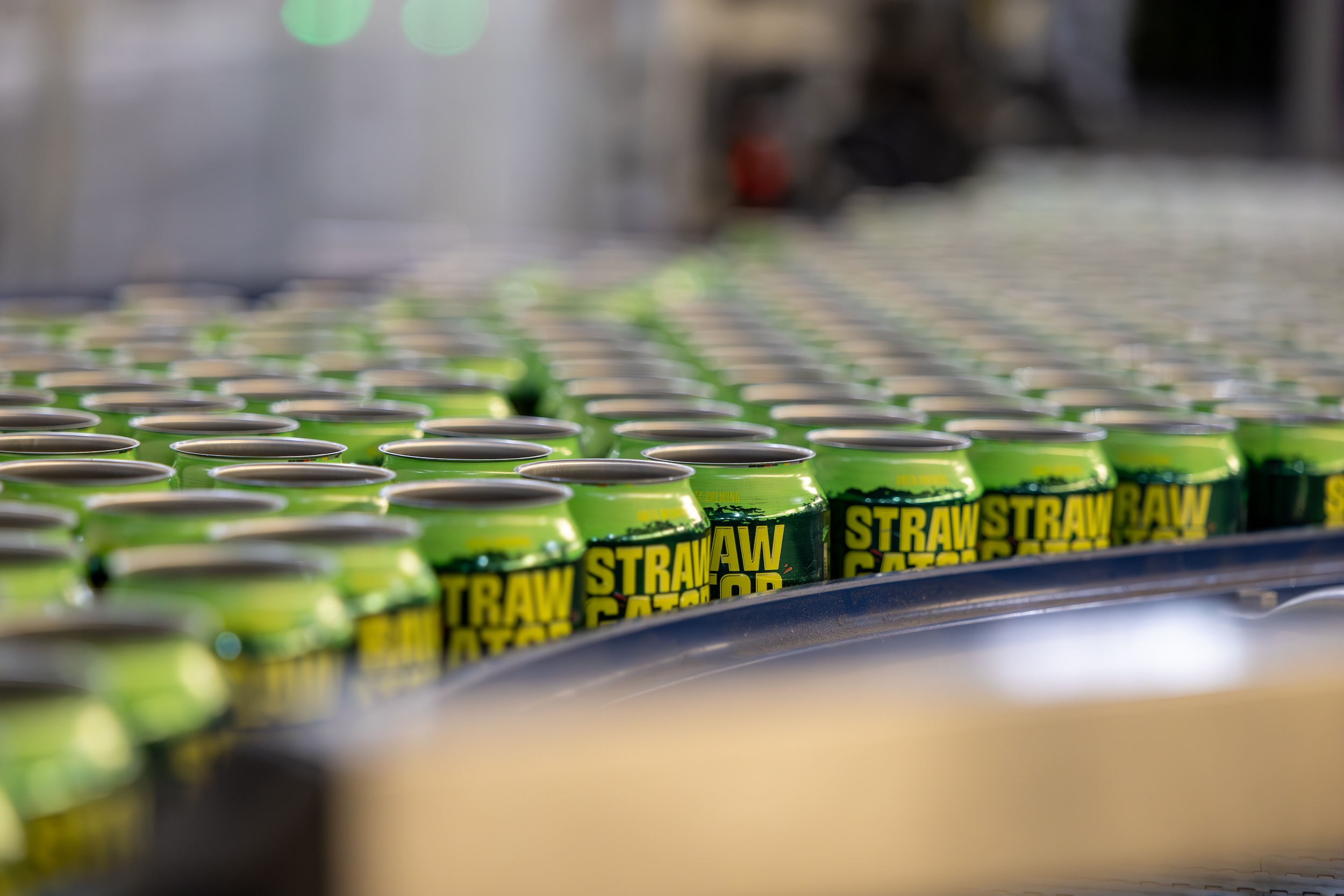 image of cans on a conveyor belt showing how to start a brewery with high production